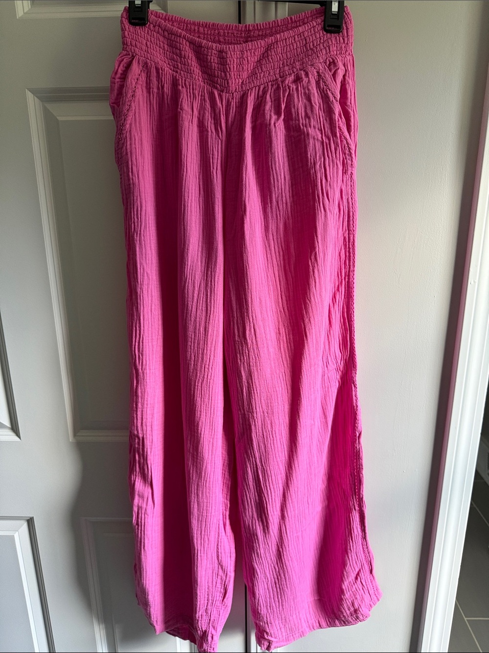 Women's Pink Smocked Waist pant